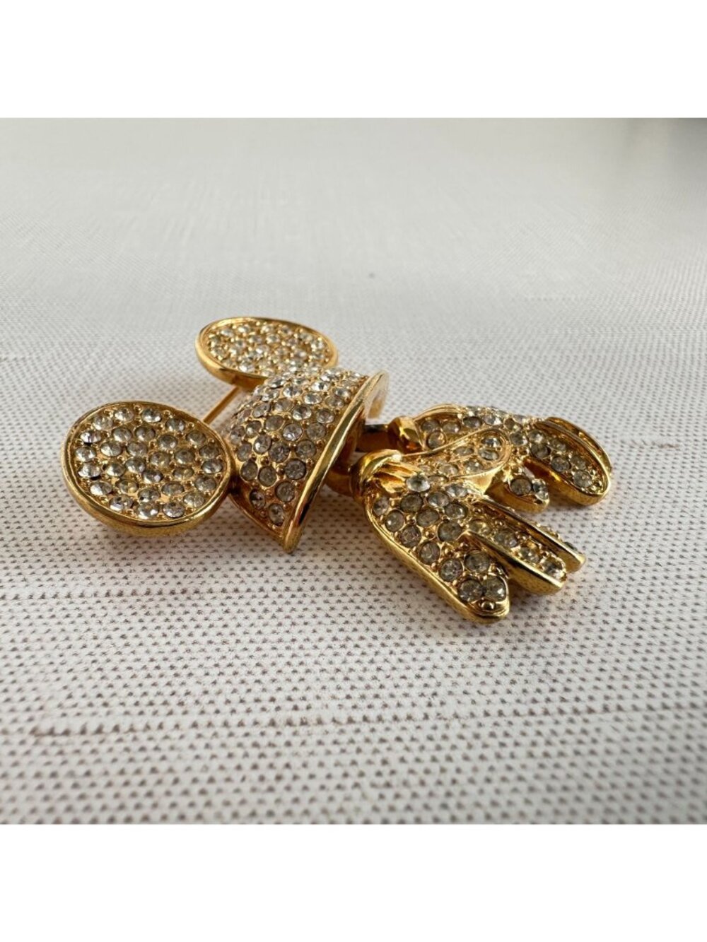 Disney Napier Mickey Mouse Hat Gloves Rhinestone Gold Brooch - Picture 2 of 9